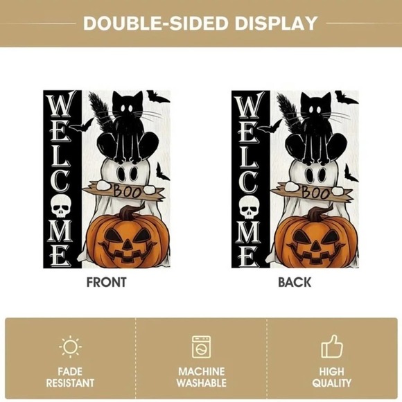 Halloween Garden Flag Boo Garden Halloween Decorations Halloween Porch Sign - Picture 3 of 4